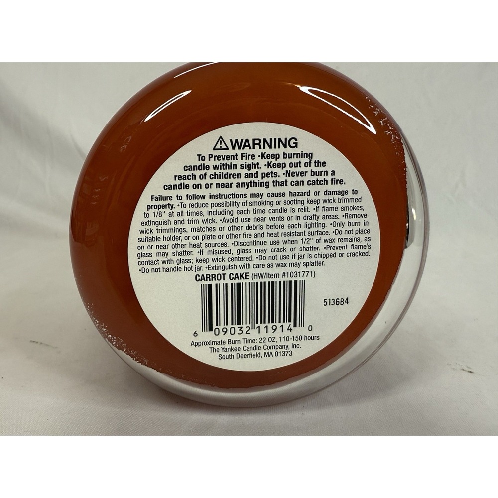 Yankee Candle 22 Oz CARROT CAKE Discontinued BLACK BAND. Housewarmer RARE - Picture 9 of 9